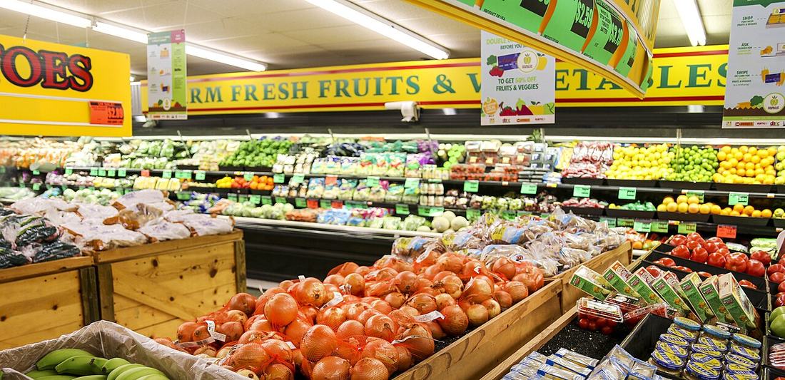 Fruit section of a grocery store